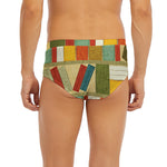 Watercolor Bookshelf Pattern Print Men's Briefs