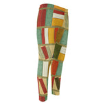 Watercolor Bookshelf Pattern Print Men's Compression Pants