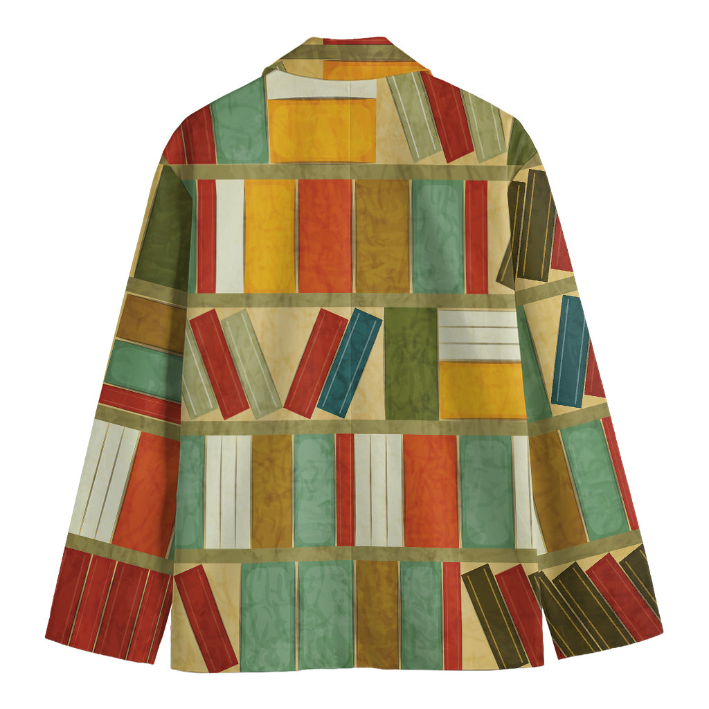 Watercolor Bookshelf Pattern Print Men's Cotton Blazer