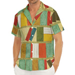 Watercolor Bookshelf Pattern Print Men's Deep V-Neck Shirt