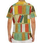 Watercolor Bookshelf Pattern Print Men's Deep V-Neck Shirt