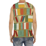Watercolor Bookshelf Pattern Print Men's Fitness Tank Top