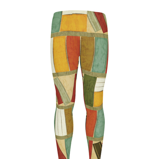 Watercolor Bookshelf Pattern Print Men's leggings
