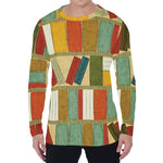 Watercolor Bookshelf Pattern Print Men's Long Sleeve T-Shirt