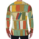 Watercolor Bookshelf Pattern Print Men's Long Sleeve T-Shirt