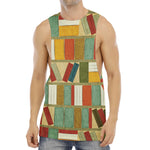 Watercolor Bookshelf Pattern Print Men's Muscle Tank Top