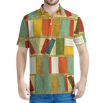 Watercolor Bookshelf Pattern Print Men's Polo Shirt
