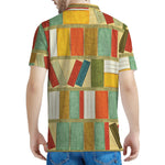 Watercolor Bookshelf Pattern Print Men's Polo Shirt