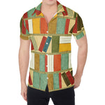 Watercolor Bookshelf Pattern Print Men's Shirt