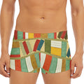 Watercolor Bookshelf Pattern Print Men's Short Boxer Briefs