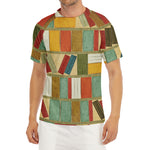 Watercolor Bookshelf Pattern Print Men's Short Sleeve Rash Guard