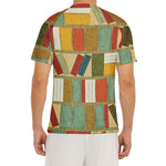 Watercolor Bookshelf Pattern Print Men's Short Sleeve Rash Guard