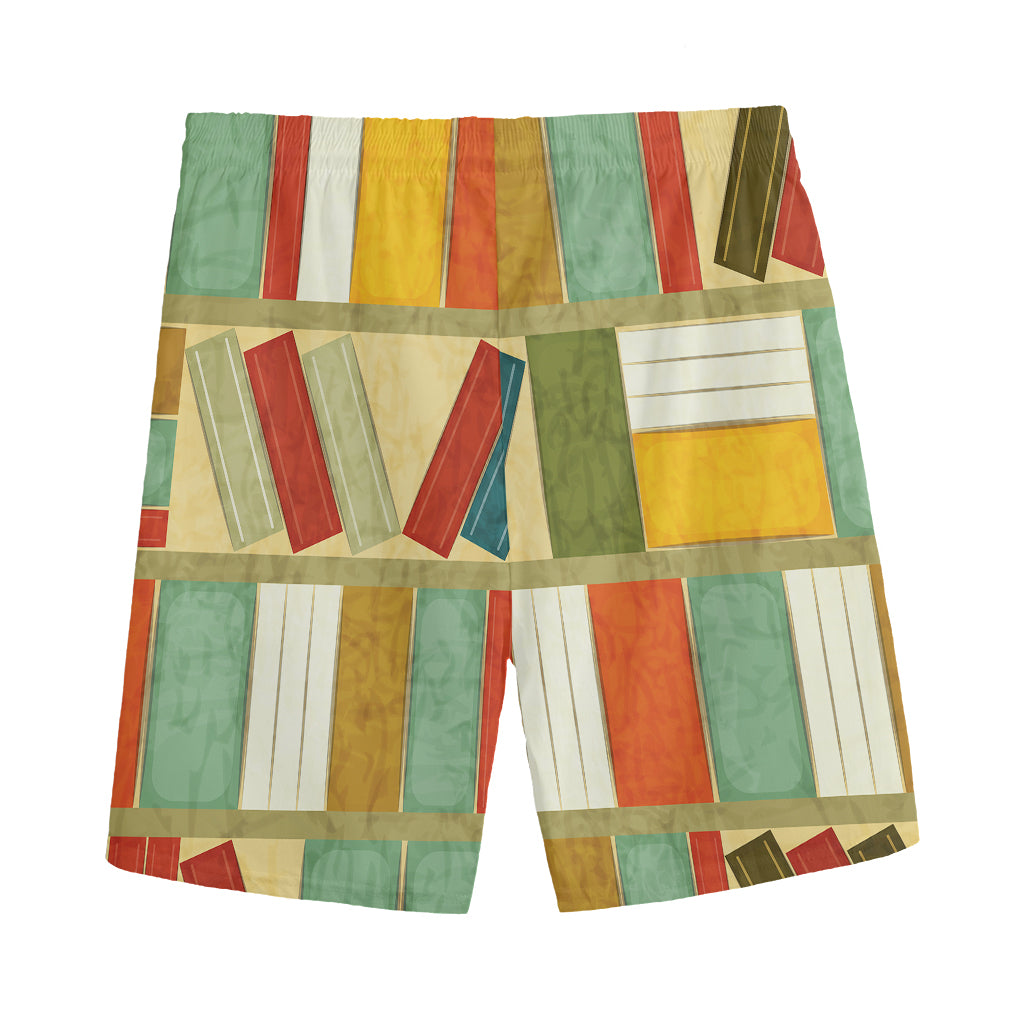 Watercolor Bookshelf Pattern Print Men's Sports Shorts