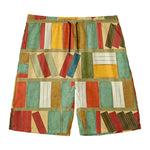 Watercolor Bookshelf Pattern Print Men's Swim Trunks