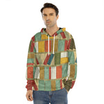 Watercolor Bookshelf Pattern Print Men's Velvet Pullover Hoodie