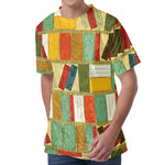 Watercolor Bookshelf Pattern Print Men's Velvet T-Shirt