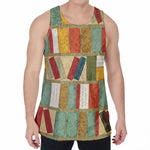 Watercolor Bookshelf Pattern Print Men's Velvet Tank Top