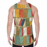 Watercolor Bookshelf Pattern Print Men's Velvet Tank Top