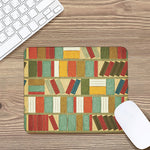 Watercolor Bookshelf Pattern Print Mouse Pad