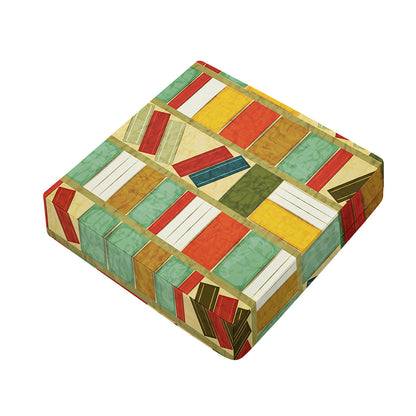 Watercolor Bookshelf Pattern Print Outdoor Seat Cushion Cover