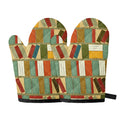 Watercolor Bookshelf Pattern Print Oven Mitts