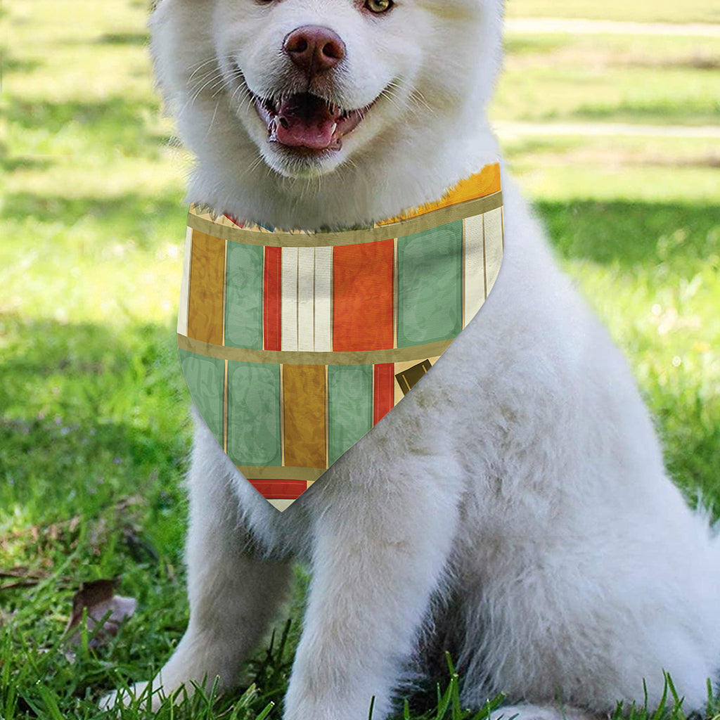 Watercolor Bookshelf Pattern Print Over The Collar Dog Bandana