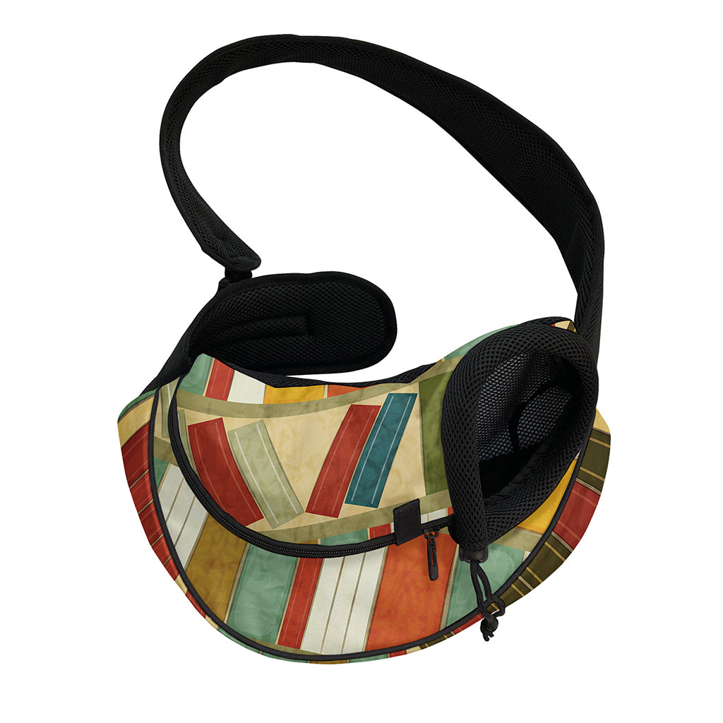 Watercolor Bookshelf Pattern Print Pet Sling Carrier