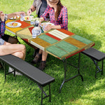 Watercolor Bookshelf Pattern Print Picnic Table Cover