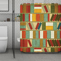 Watercolor Bookshelf Pattern Print Polyester Shower Curtain