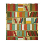 Watercolor Bookshelf Pattern Print Polyester Shower Curtain