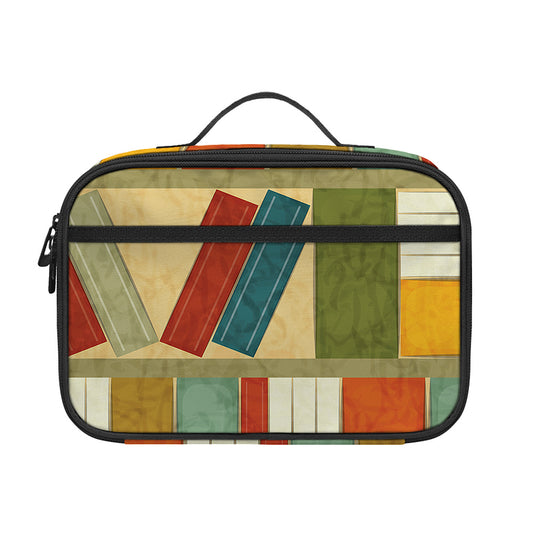 Watercolor Bookshelf Pattern Print Portable Lunch Bag
