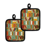 Watercolor Bookshelf Pattern Print Pot Holders