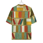 Watercolor Bookshelf Pattern Print Rayon Hawaiian Shirt
