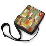 Watercolor Bookshelf Pattern Print Rectangular Crossbody Bag