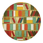 Watercolor Bookshelf Pattern Print Round Blanket