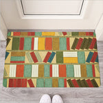 Watercolor Bookshelf Pattern Print Rubber Doormat