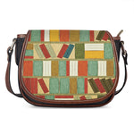 Watercolor Bookshelf Pattern Print Saddle Bag