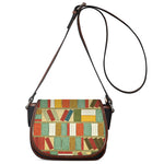 Watercolor Bookshelf Pattern Print Saddle Bag