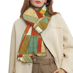 Watercolor Bookshelf Pattern Print Scarf