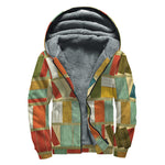 Watercolor Bookshelf Pattern Print Sherpa Lined Zip Up Hoodie
