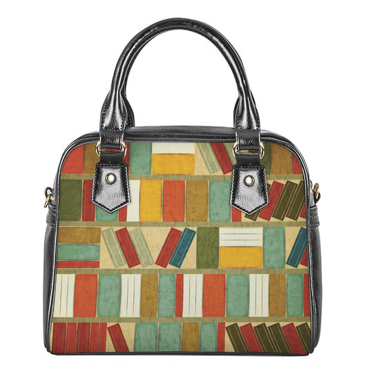 Watercolor Bookshelf Pattern Print Shoulder Handbag