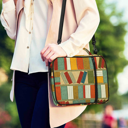 Watercolor Bookshelf Pattern Print Shoulder Strap Bible Bag