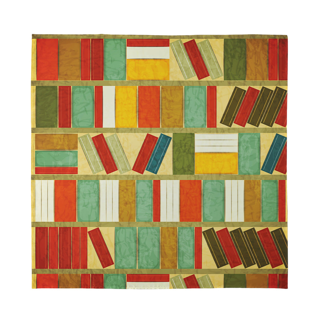Watercolor Bookshelf Pattern Print Silk Bandana