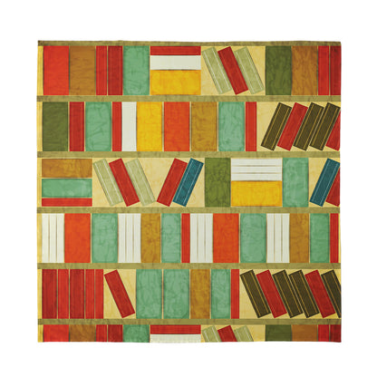 Watercolor Bookshelf Pattern Print Silk Bandana