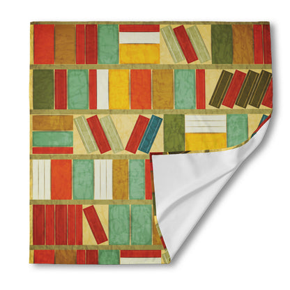 Watercolor Bookshelf Pattern Print Silk Bandana
