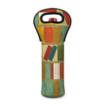 Watercolor Bookshelf Pattern Print Single Neoprene Wine Tote