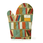 Watercolor Bookshelf Pattern Print Single Oven Mitt