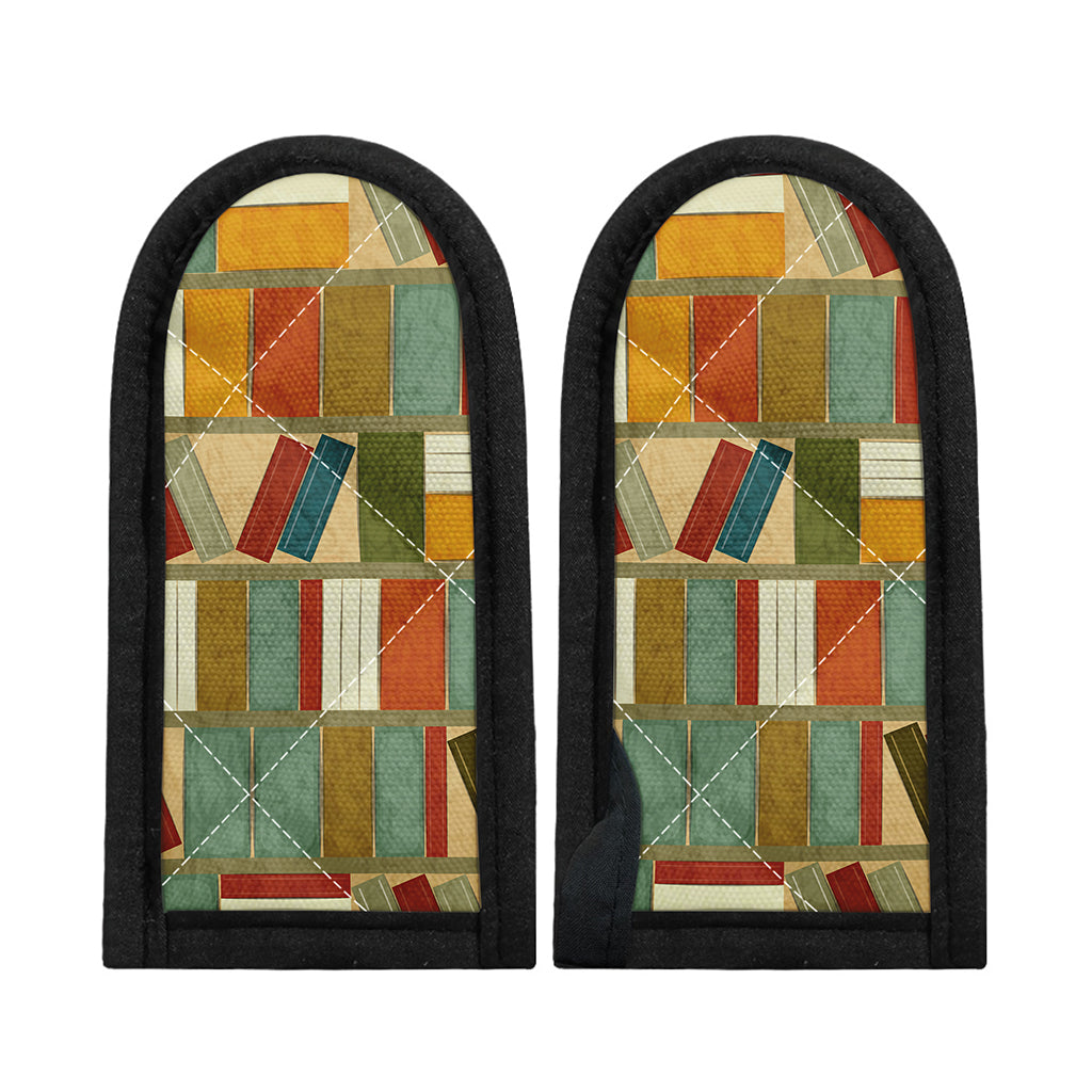 Watercolor Bookshelf Pattern Print Skillet Handle Cover