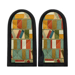 Watercolor Bookshelf Pattern Print Skillet Handle Cover
