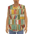 Watercolor Bookshelf Pattern Print Sleeveless Baseball Jersey